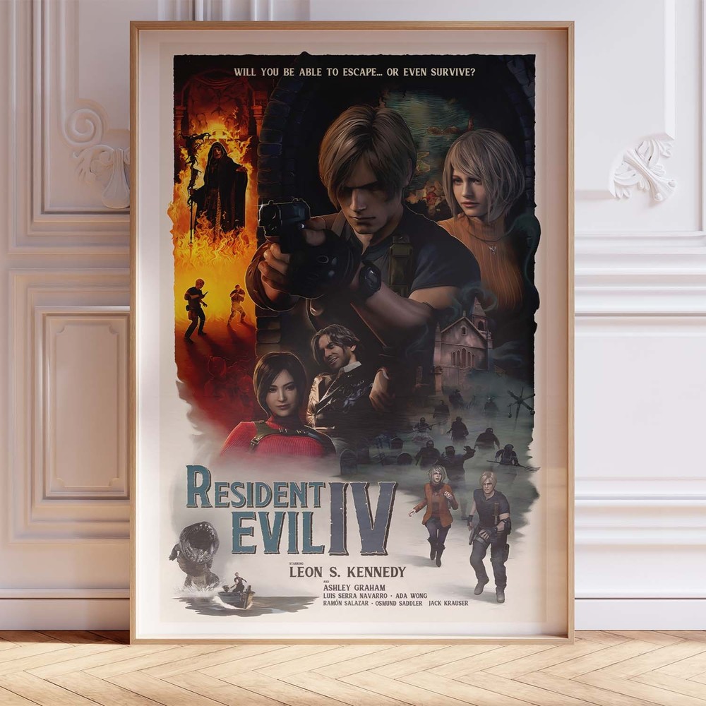 Resident Evil IV Poster Wall Art A0 Large Print Decor Video Game
