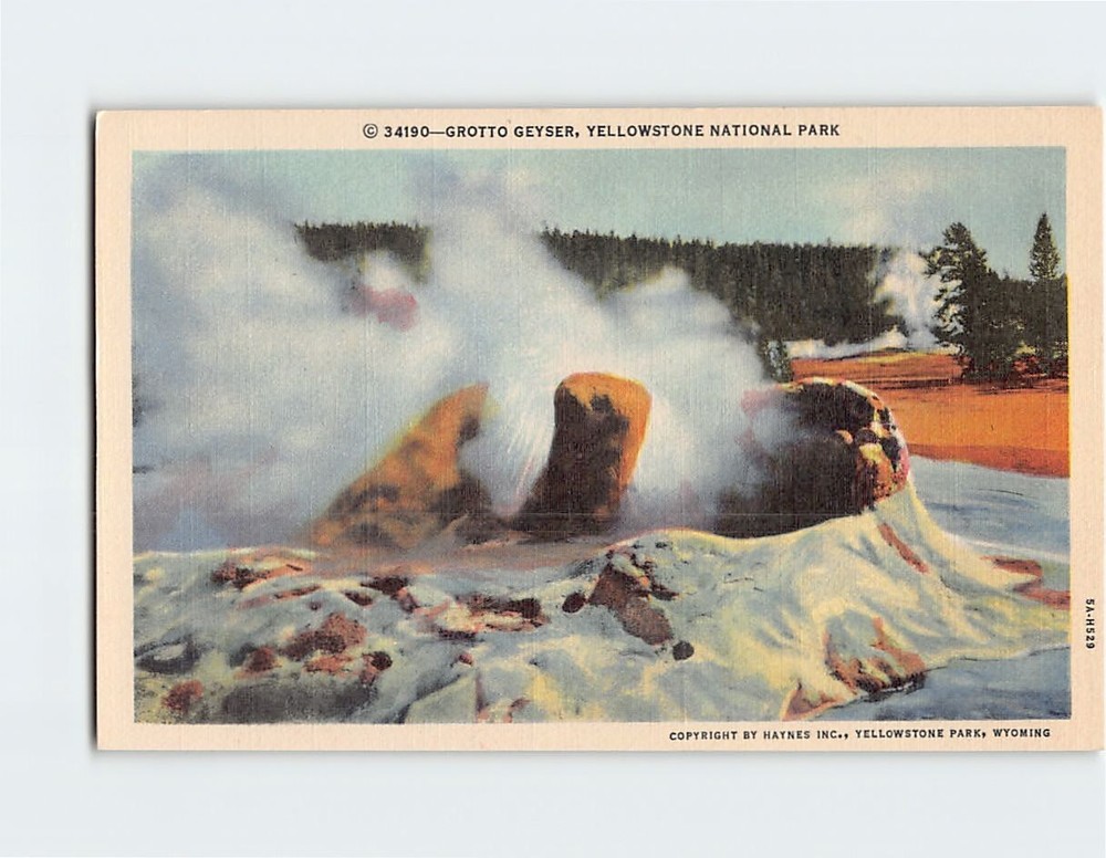 Postcard Grotto Geyser Yellowstone National Park Wyoming USA