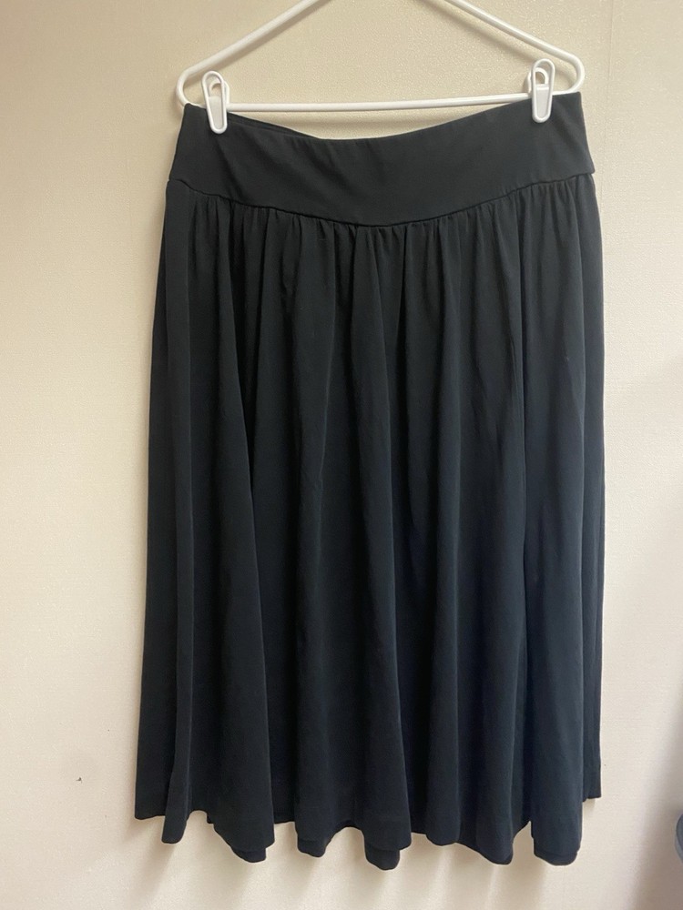 Torrid Black A-Line Plus Size 1 Midi Skirt Pull On Elastic Waist 100% Cotton