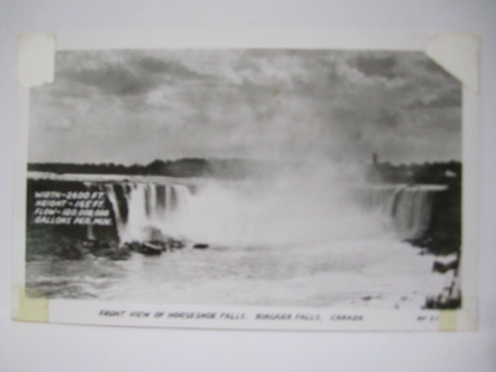 FRONT VIEW OF HORSESHOE FALLS REAL PHOTO POSTCARD NIAGARA NY NEW YORK 1940s RPPC