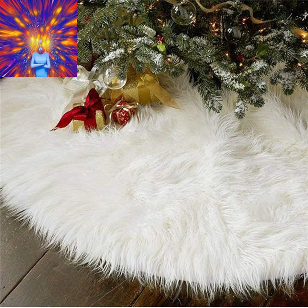48 Inch Christmas Tree Plush Skirt Decoration for Merry Christmas Party Faux Fur