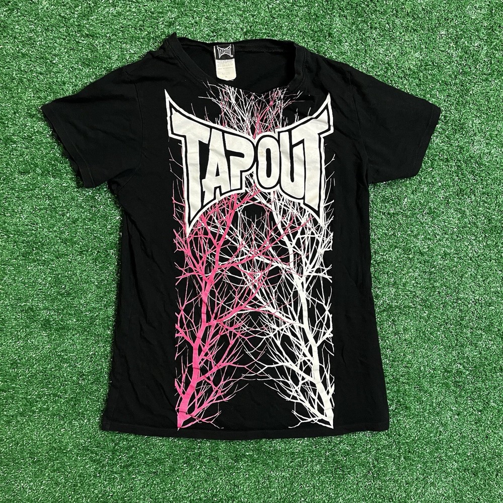 Vintage Y2K Tapout T-Shirt Pink Lighting Abstract Grunge Graphic Tee | Womens XL-image