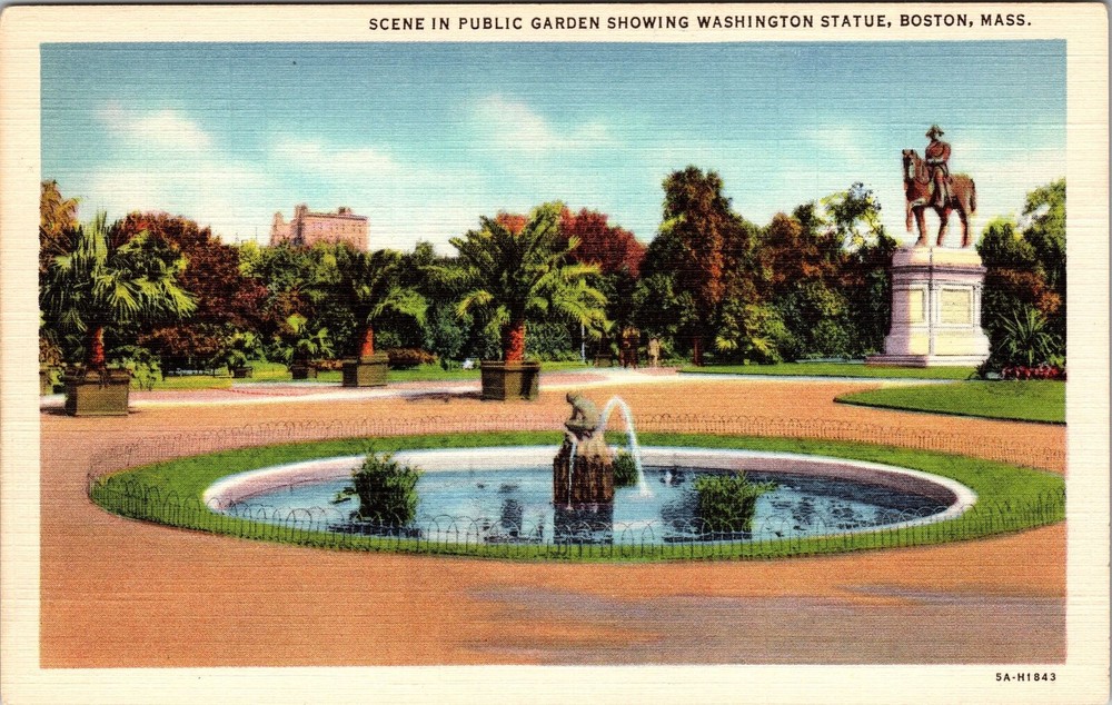 Boston MA-Massachusetts, Public Garden Scene, Vintage Postcard
