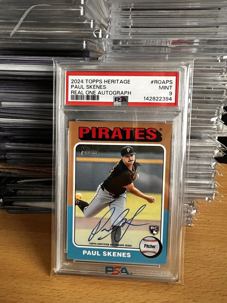 2024 Topps Heritage Paul Skenes RC Real One Auto PSA 9 ON CARD ROOKIE