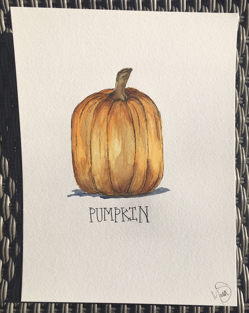Maria Scalf Pumpkin Food Fall Holidays Farm ORIGINAL PAINTING Contemporary 9x12