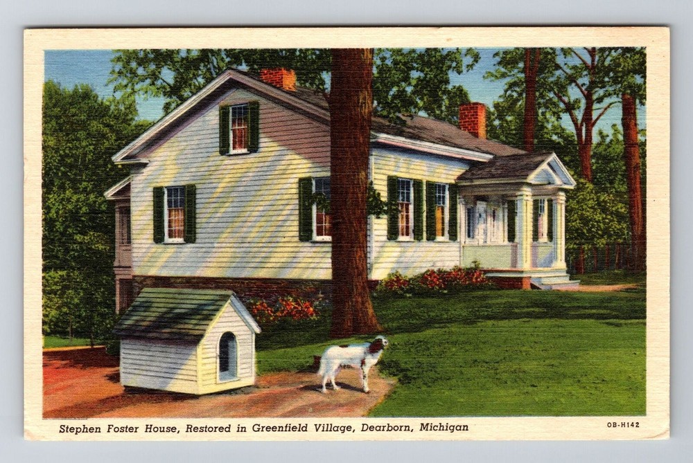 Dearborn MI-Michigan, Greenfield Village, Stephen Foster House, Vintage Postcard