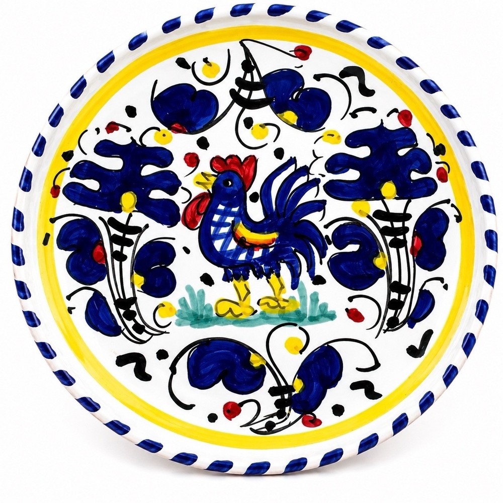 Vintage Hand Painted Deruta Italian Pottery Rooster Plate Orvieto Blue 5.5”