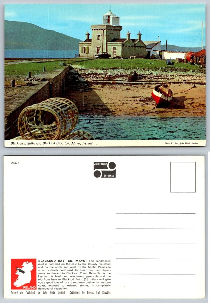 John Hinde Blacksad Lighthouse Blacksad Bay Co Mayo Ireland Vintage Postcard