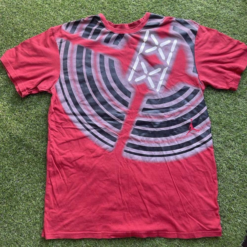 VINTAGE 2000s JORDAN JUMPMAN LOGO AOP XX 20 PRINT RED T SHIRT XL Y2K 00s