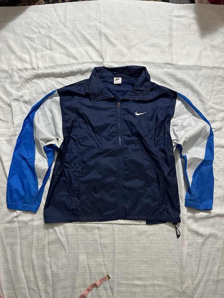 Nike Windbreaker Track Jacket Blue/White, Size Large, Vintage 90s/Y2k