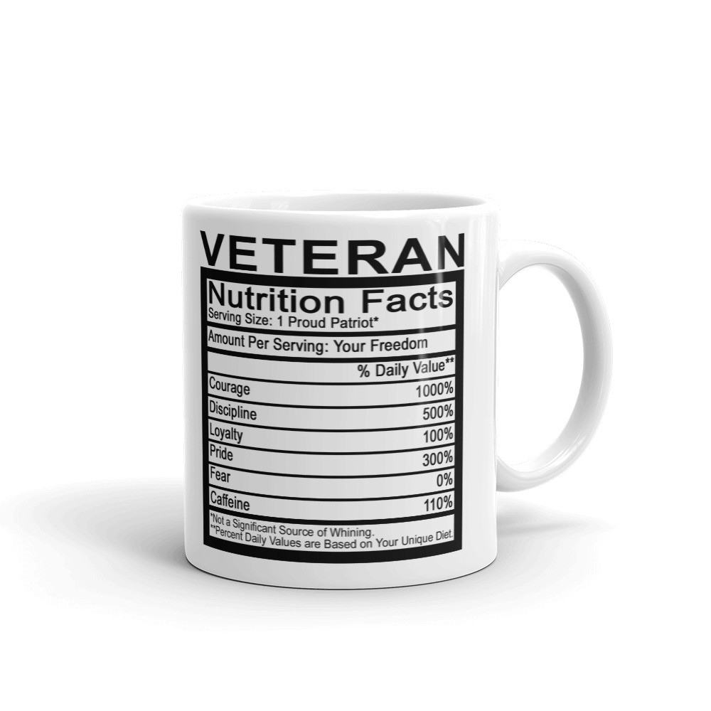 Proud Veteran Nutrition Facts Coffee Tea Ceramic Mug Office Work Cup Gift