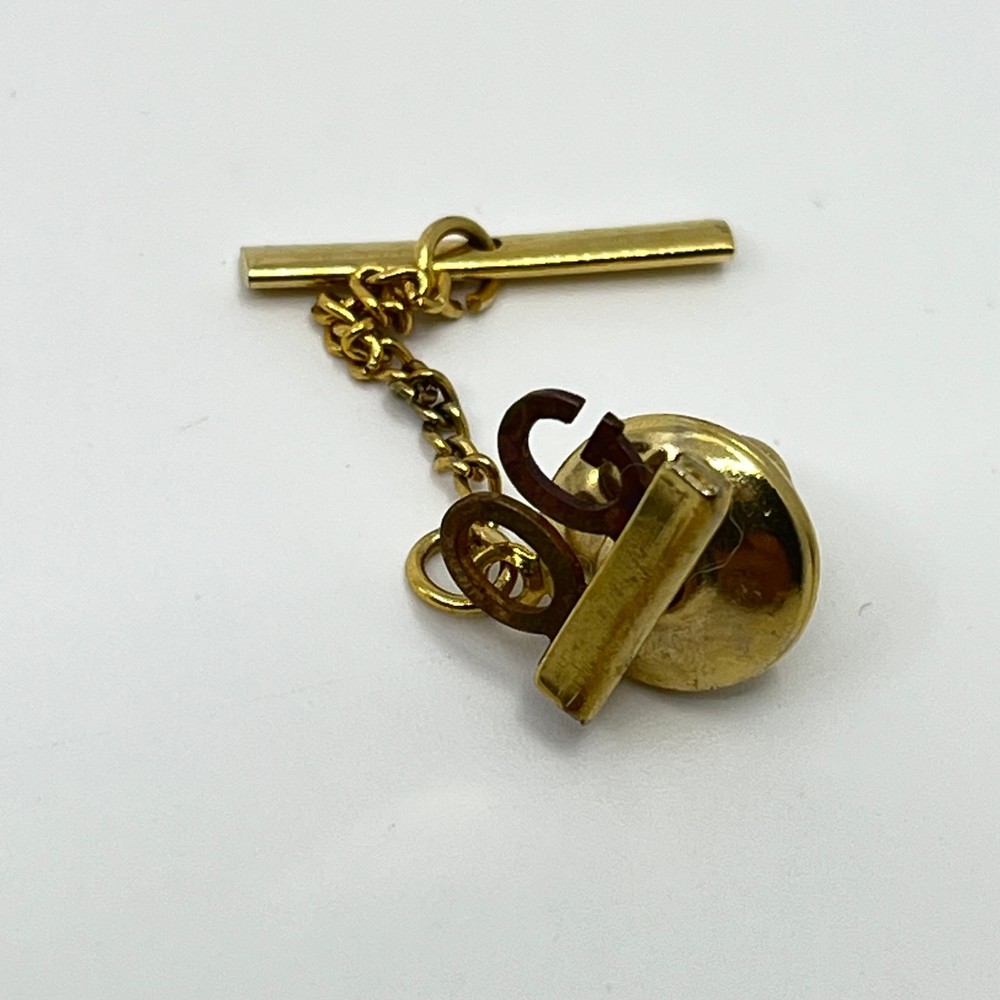 Vintage MCM Gold Monogram Tie Bar Clip with Chain Design SD4