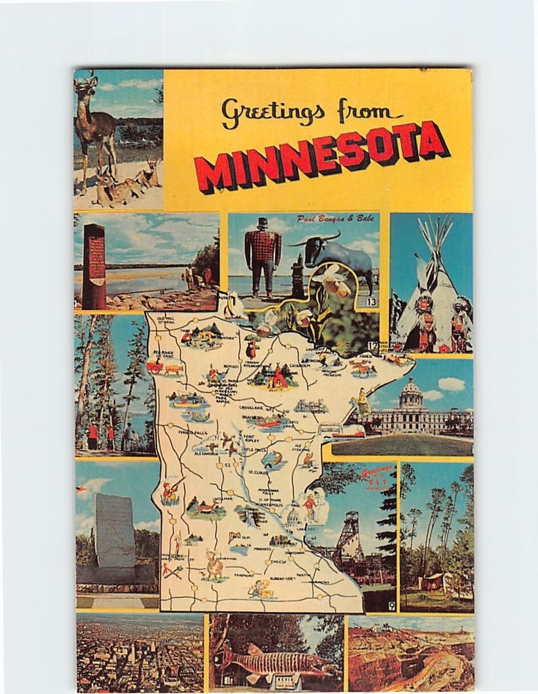 Postcard Famous Places/Landmarks Greetings from Minnesota USA