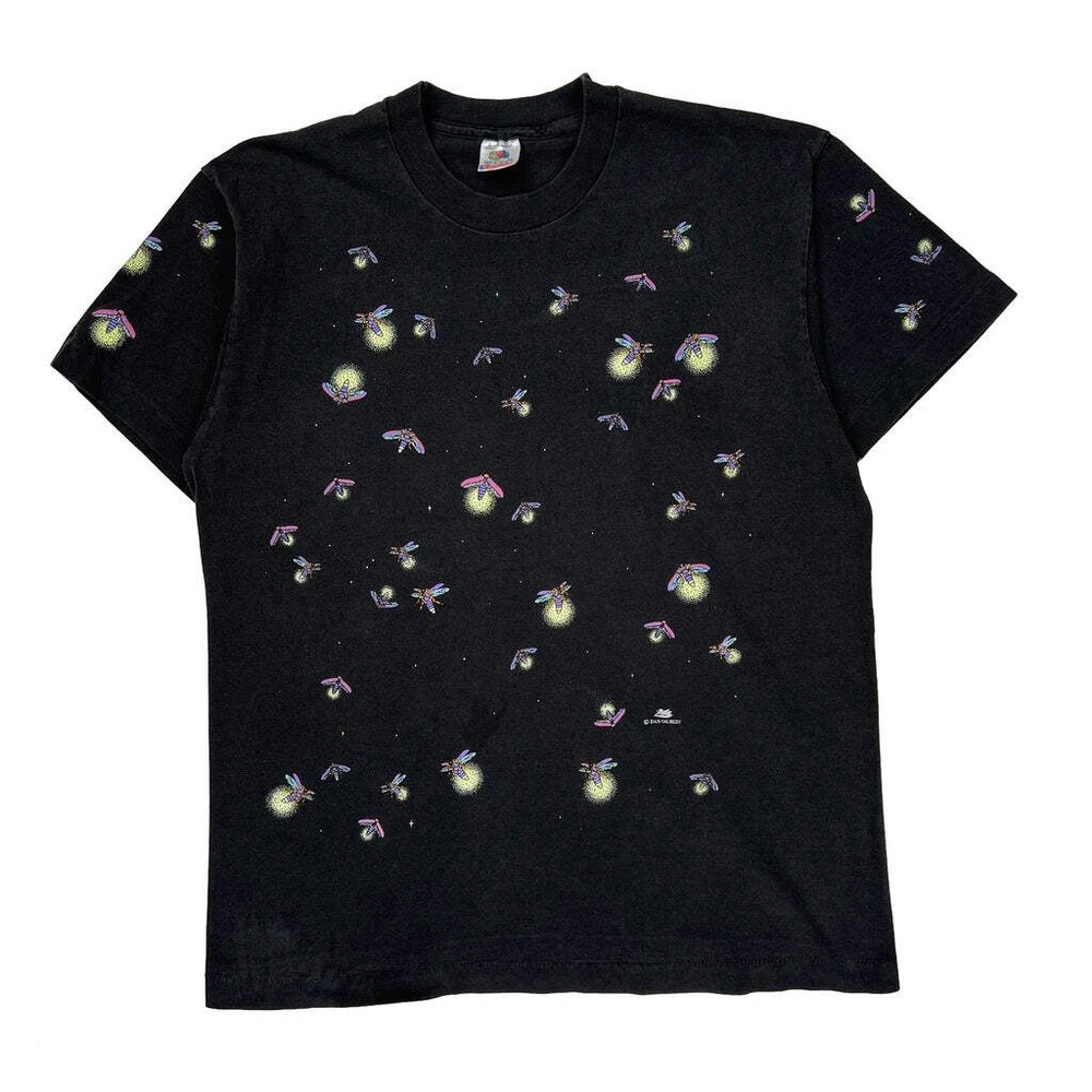 Fireflies Fruit Of The Loom Graphic Aop T-Shirt - Large Black Cotton