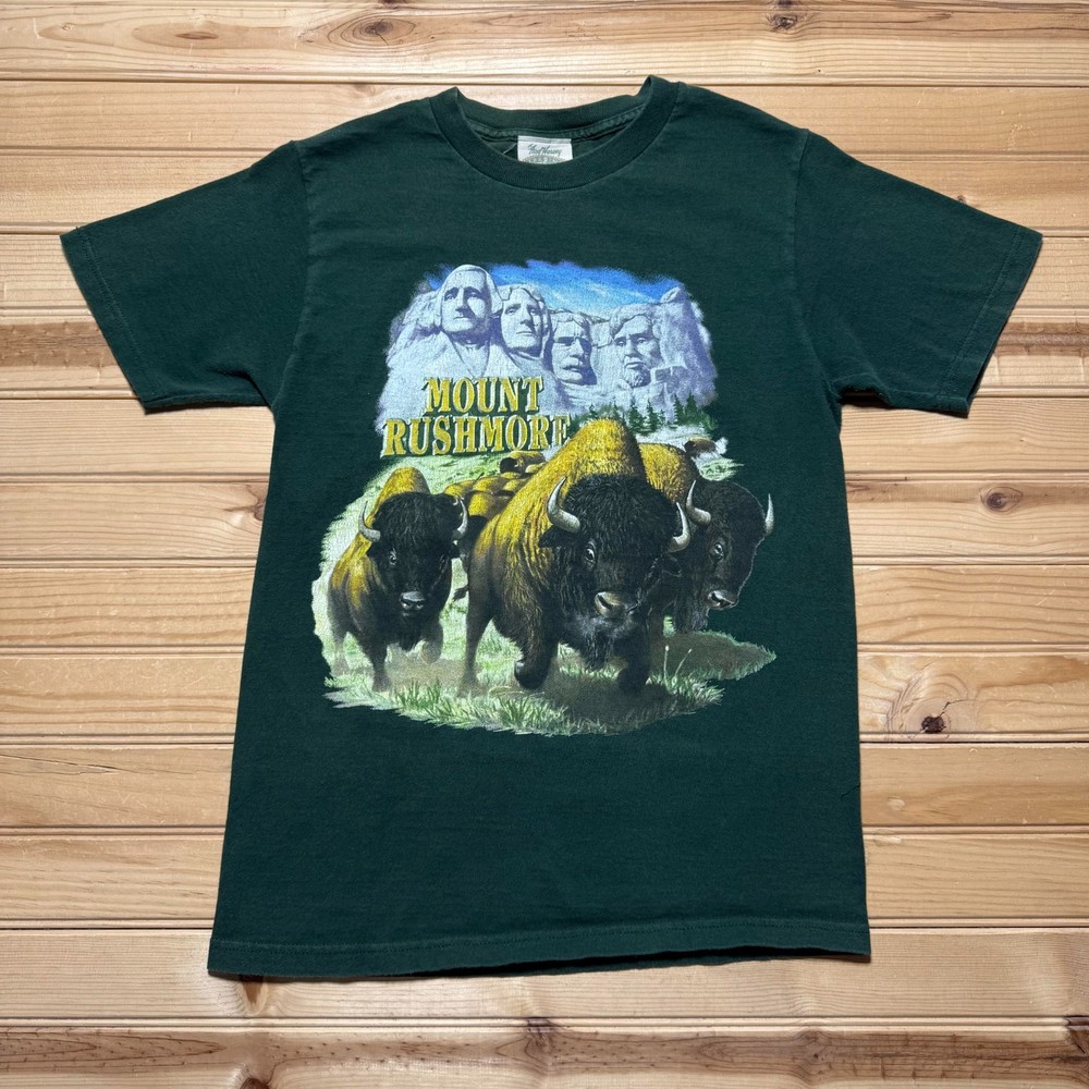 Vintage 90s Mount Rushmore Bison Graphic Tourist Souvenir T-Shirt Men's - Small