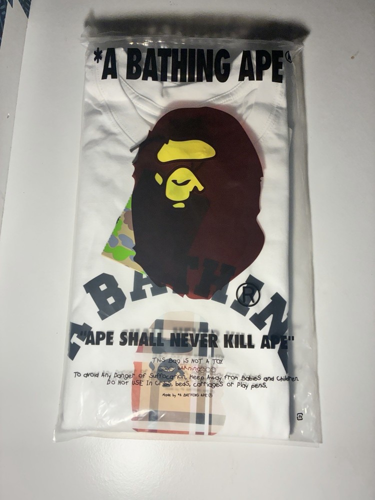 A Bathing Ape BAPE Ape Head Logo Graphic Tee White Men's L Crew Neck Jersey