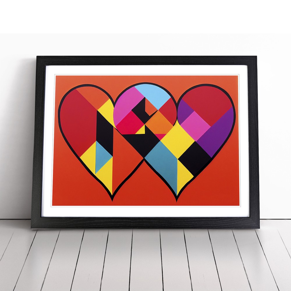 Love Heart Pop Art Abstract Wall Art Print Framed Canvas Picture Poster Decor