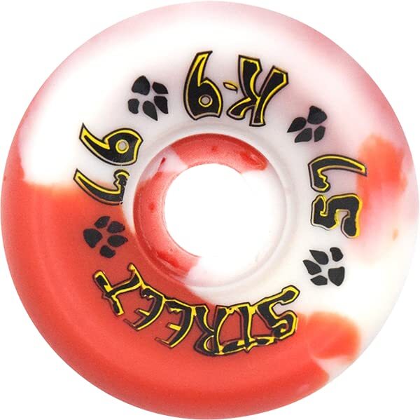 Dogtown K-9 Cruiser 57mm 97a Red/White Swirl Skateboard Wheels Set