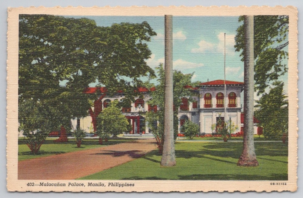 Malacañan Palace Manila Philippines 1948 Curteich Linen Postcard