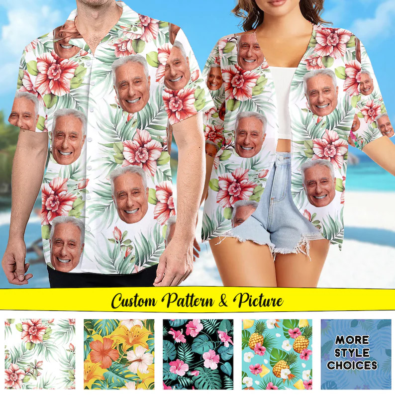 Funny Personalized Photo Hawaiian Shirt Custom Face Vacation Gift