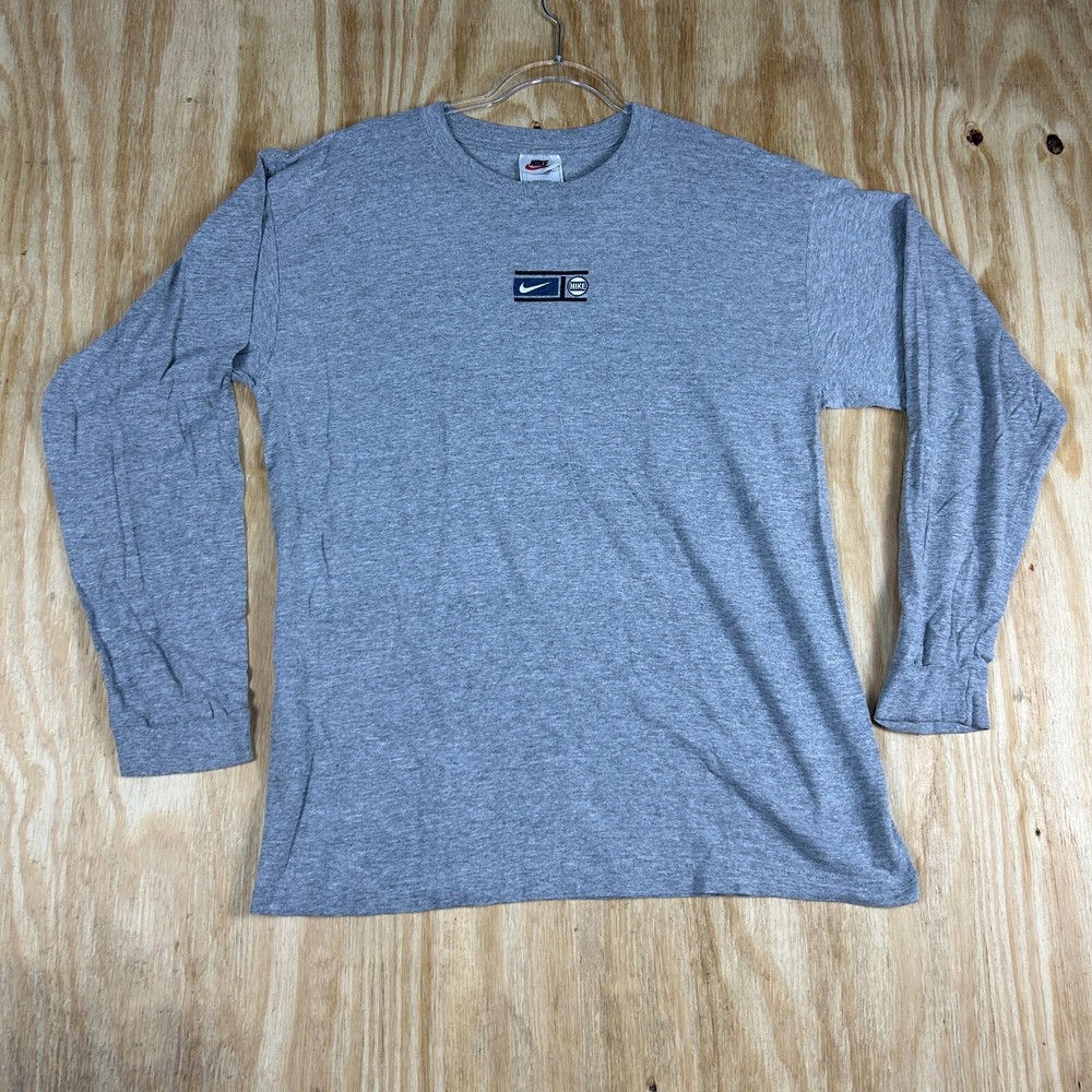 VTG Y2K Nike Logo Center Swoosh Graphic Print Athletic Sweatshirt Men's M Gray