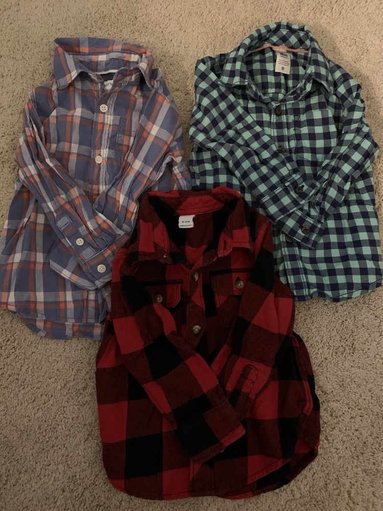 Toddler Boys Plaid Shirts 18M Lot of 3 Carter’s Old Navy Button Up