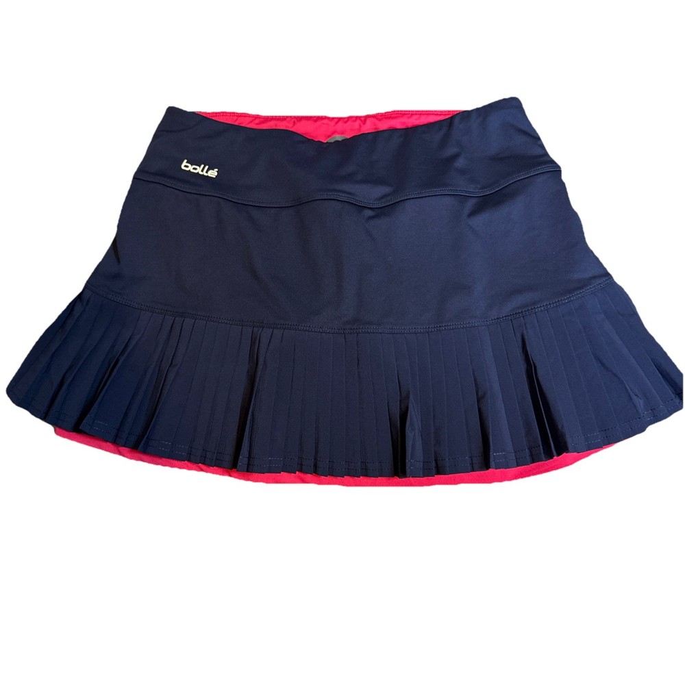 Bolle Pleated Tennis Pickle Ball Skirt Skort  Size M Navy with Hot Pink Shorts