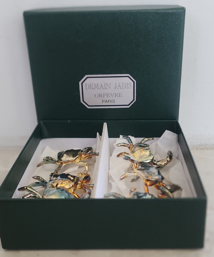 Demain Jadis Orfevre Paris Silver Crab Place Card Holders Set of 6