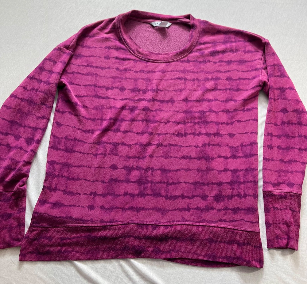 ATHLETA- Crew Neck Sweatshirt, Purple & Pink, Tie Dye, Stretchy, Size Med
