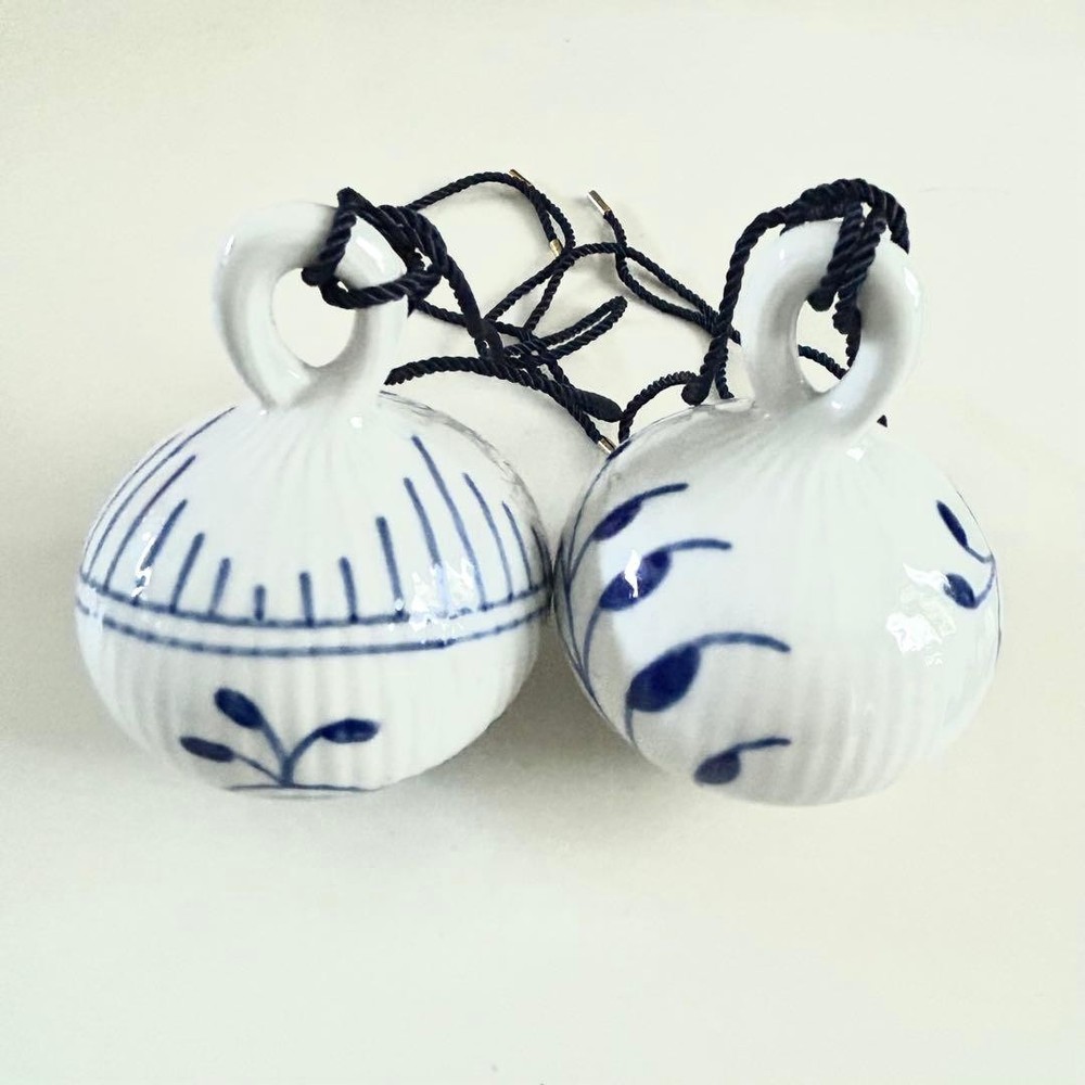 Royal Copenhagen Blue Fluted Mega Ornament Set of 2 Porcelain New