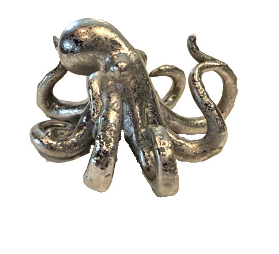 Silver Octopus Mercury Style Decor TableTop Decoration Sea Life Nautical Ceramic