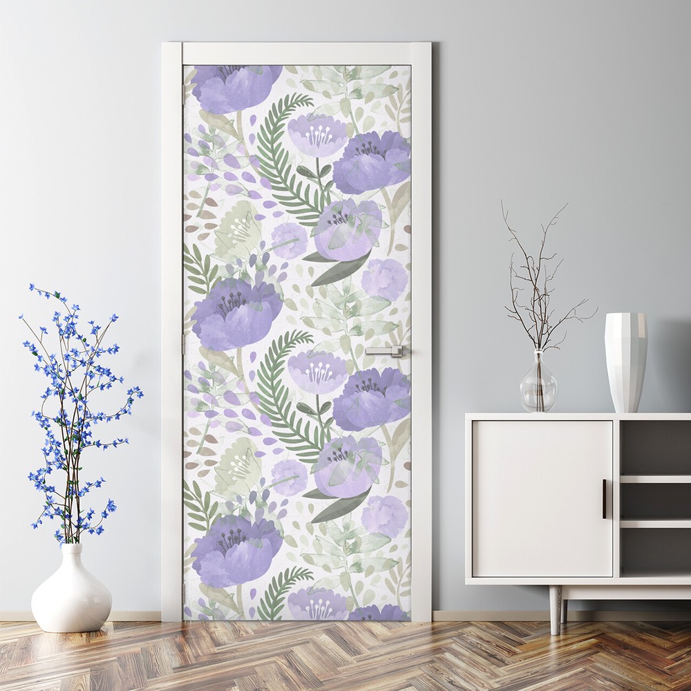 Soft Poppy Bubble Free | Soft Bright Pattern | Repositionable Door Decal