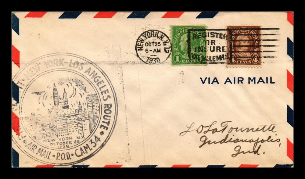 Dr Jim Stamps Us Cover First Air Mail Flight Cam 34 New York New York