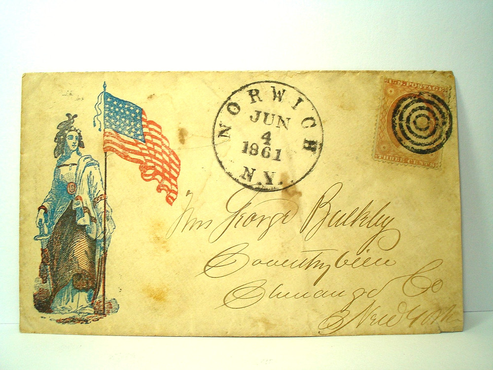 Civil War STANDING LIBERTY SWORD SHIELD FLAG Patriotic Cover SCARCE DESIGN