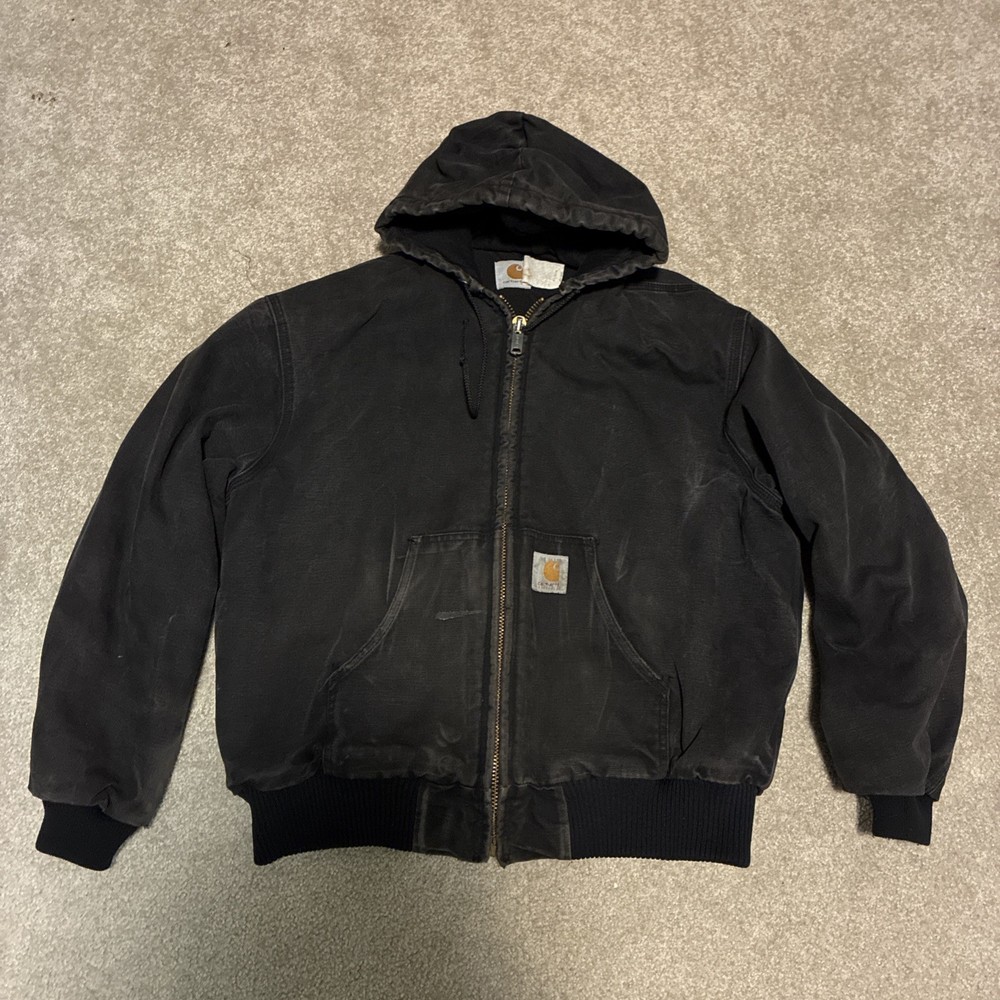 VINTAGE Distressed Carhartt Canvas Quilt Hooded Duck Jacket Men’s XL JQ1005