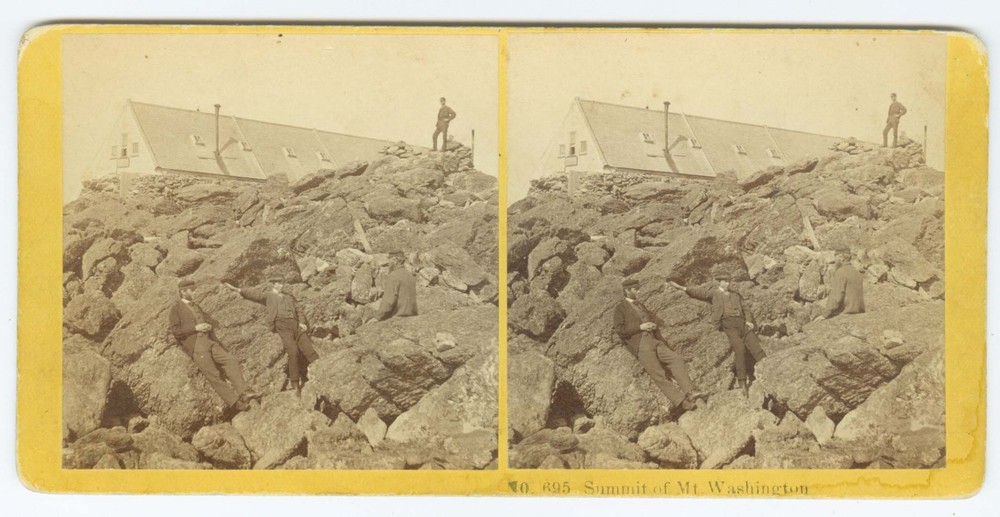 G3028~ NEW HAMPSHIRE – Mt Washington Summit 1860s Stereoview – Kilburn