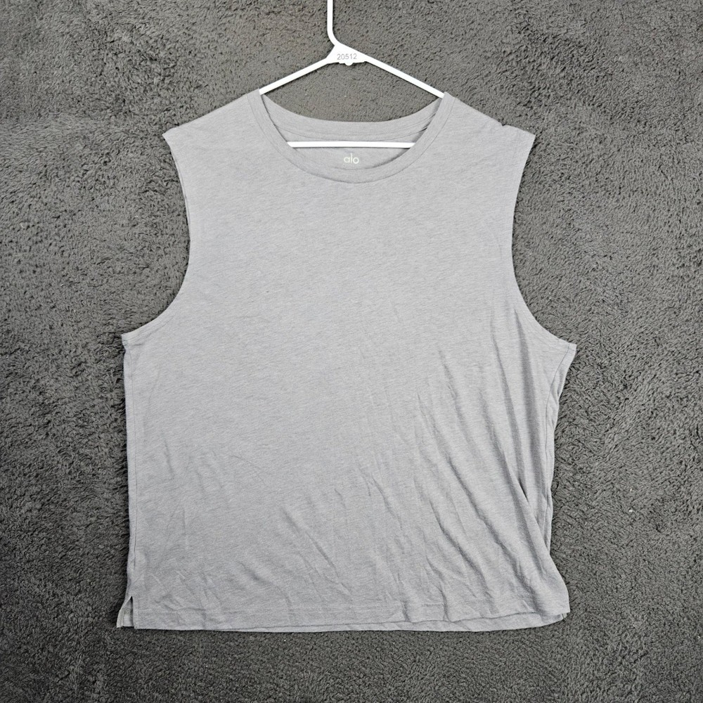 Alo Yoga Womens Muscle Tank Top Gray Heather Sleeveless Crew Neck XL