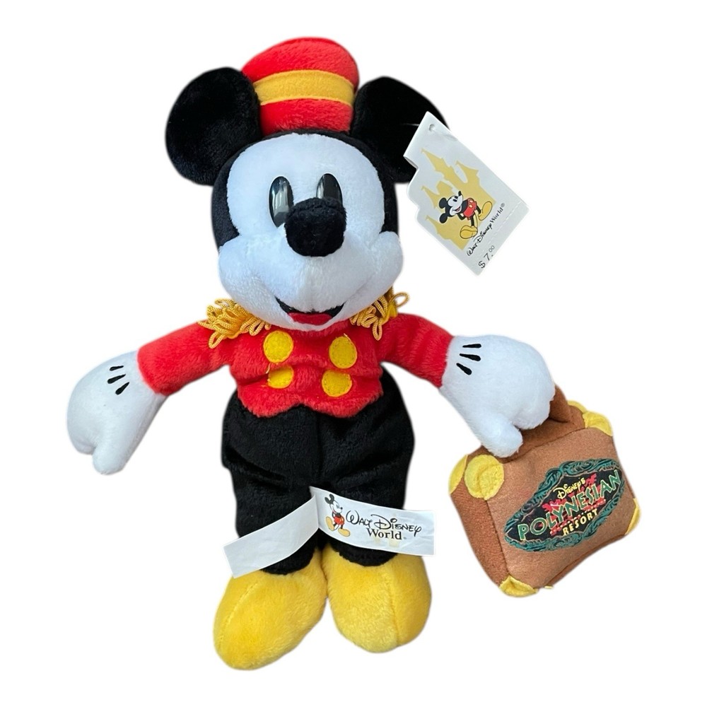 Walt Disney Polynesian Resort Bellhop Mickey 9” Bean Bag Plush NWT