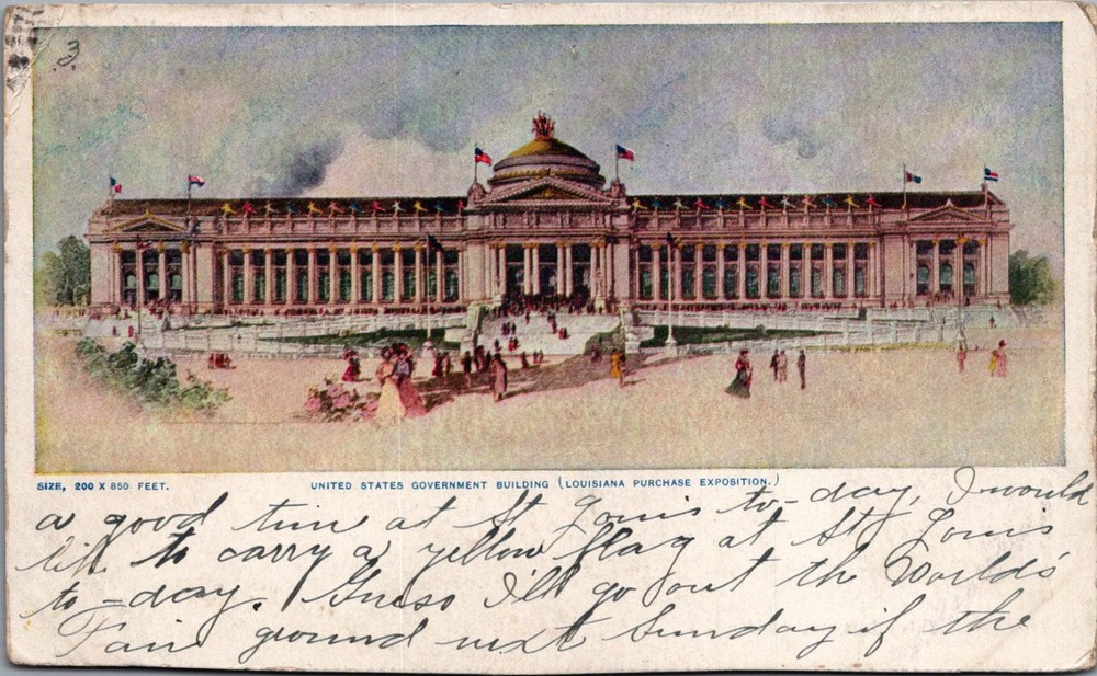 1904 St. Louis World's Fair US Government Building Postcard Posted