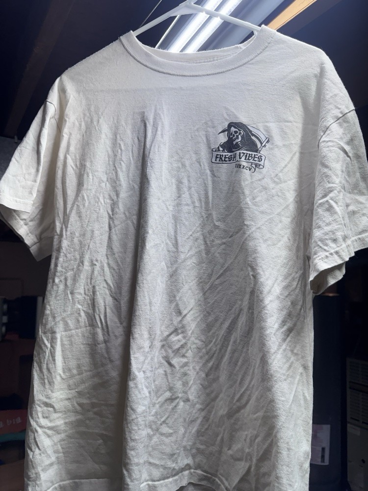 Fresh Vibes Grim Reaper Slot Machine Graphic T Shirt Mens L White Tattoo Skate