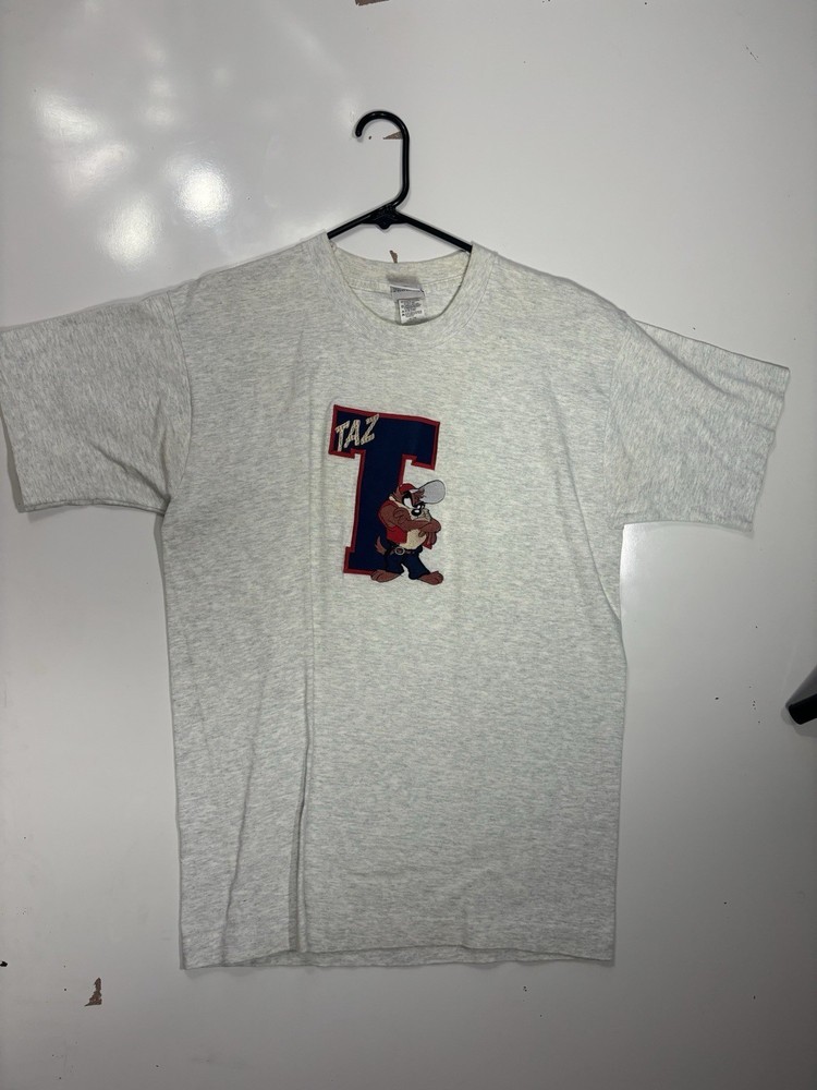 Vintage 90s Taz Looney Tunes T-Shirt Adult Mens Size XL Gray Spell Out