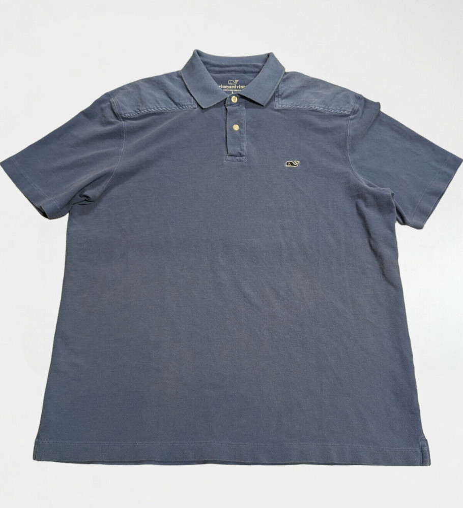 Vineyard Vines Polo Shirt Mens Large Pique Cotton Knit Whale Performance Golf