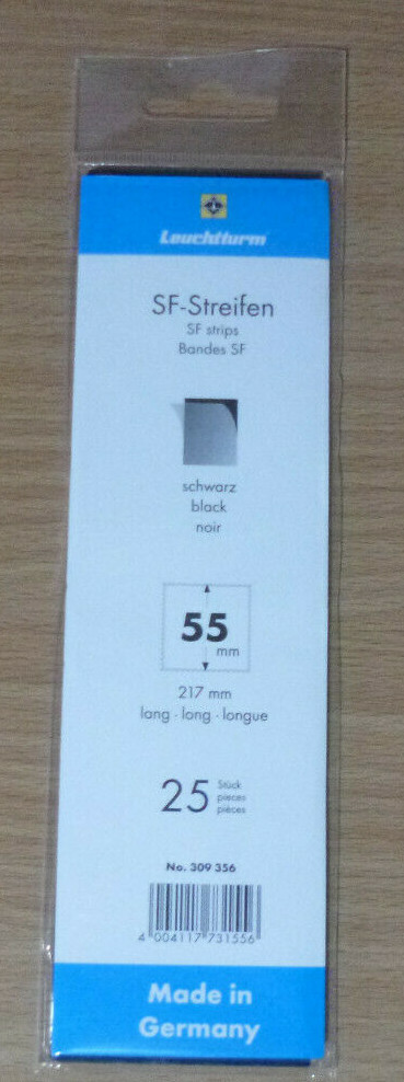LIGHTHOUSE STAMP MOUNTS BLACK Pack 25 Strips 217mm x 55mm - Ref. No. 309356