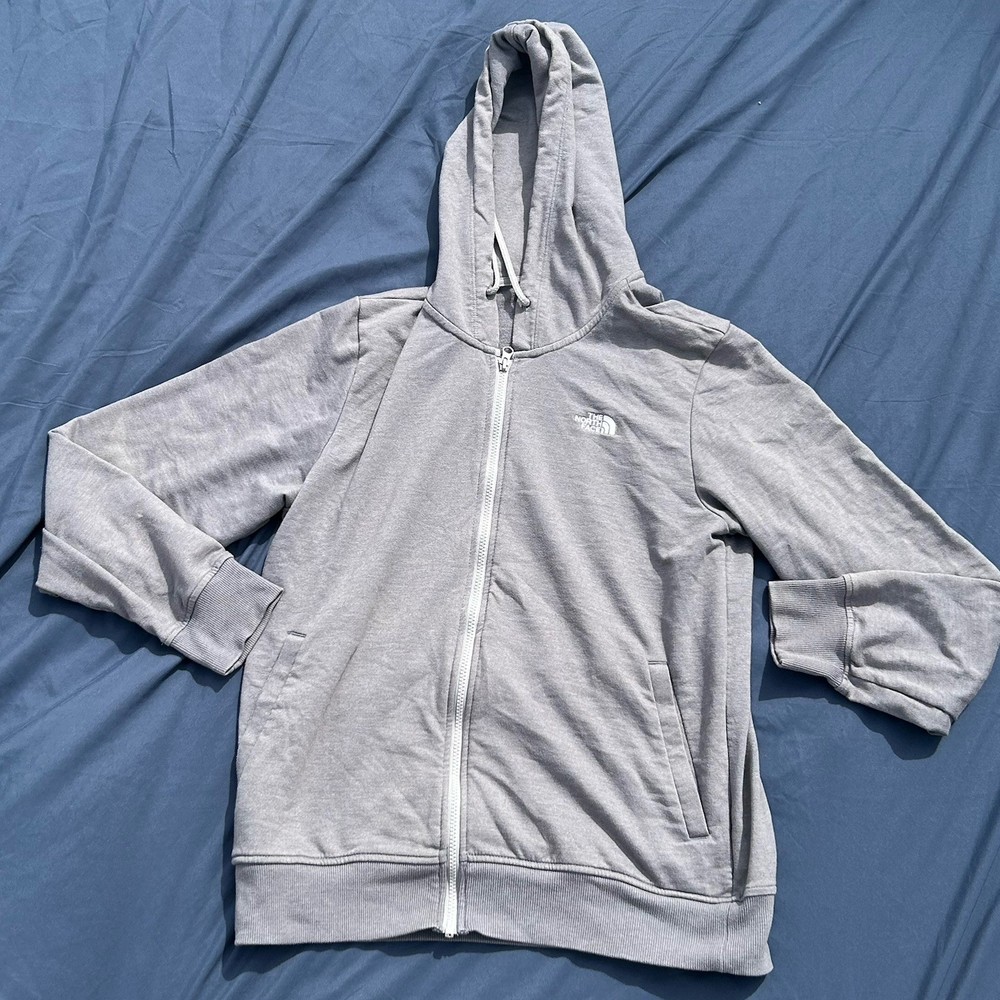 The North Face Mens M Gray Lightweight Full-Zip Hooded Sweater