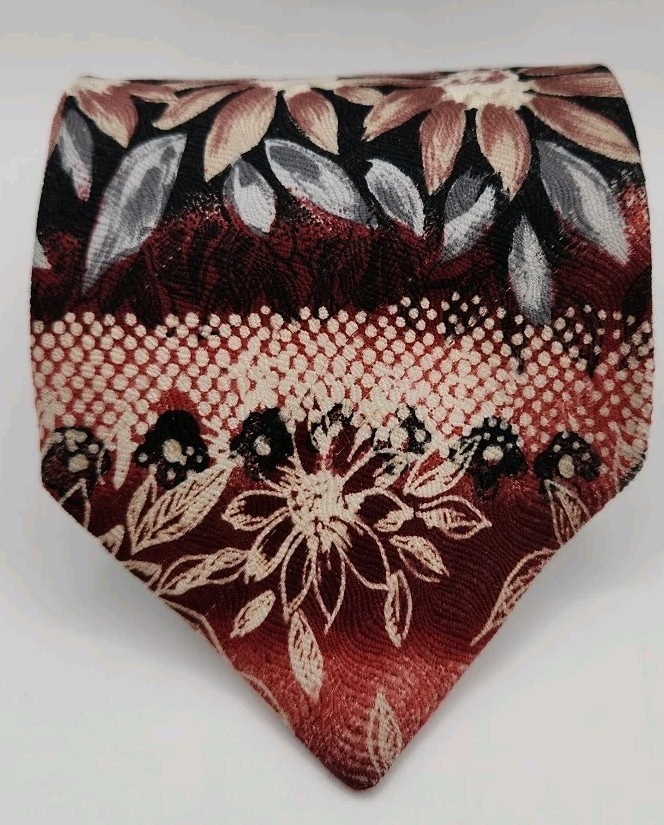 Bugatti Multicolor Men's Tie 100% Italian Silk Floral Geometric Apx 58