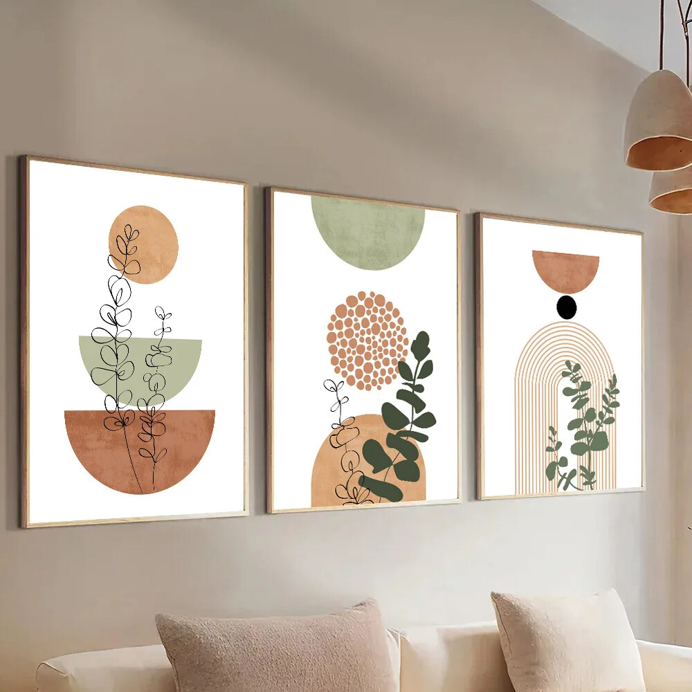 Abstract Art Canvas Wall Art Set 3 Piece Decor for Living Dining Room 19x27''-image