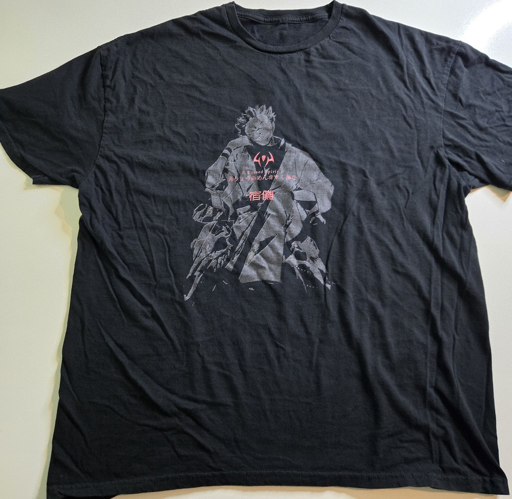 Jujutsu Kaisen Sukuna Graphic T-Shirt XL Black Men's Anime Cotton Crew Neck