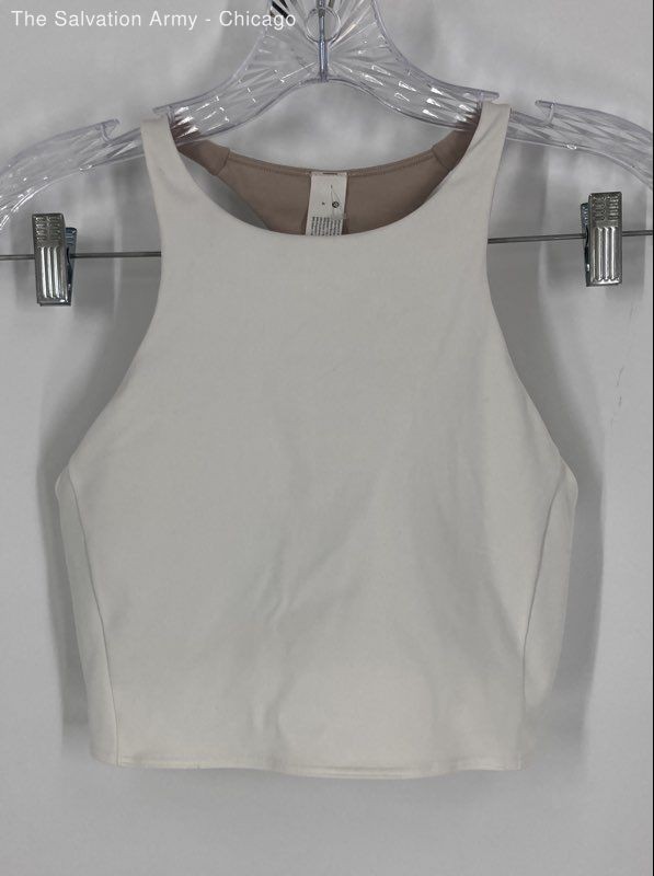 Lululemon Womens White Round Neck Crisscross Strap Padded Sports Bra Size 6