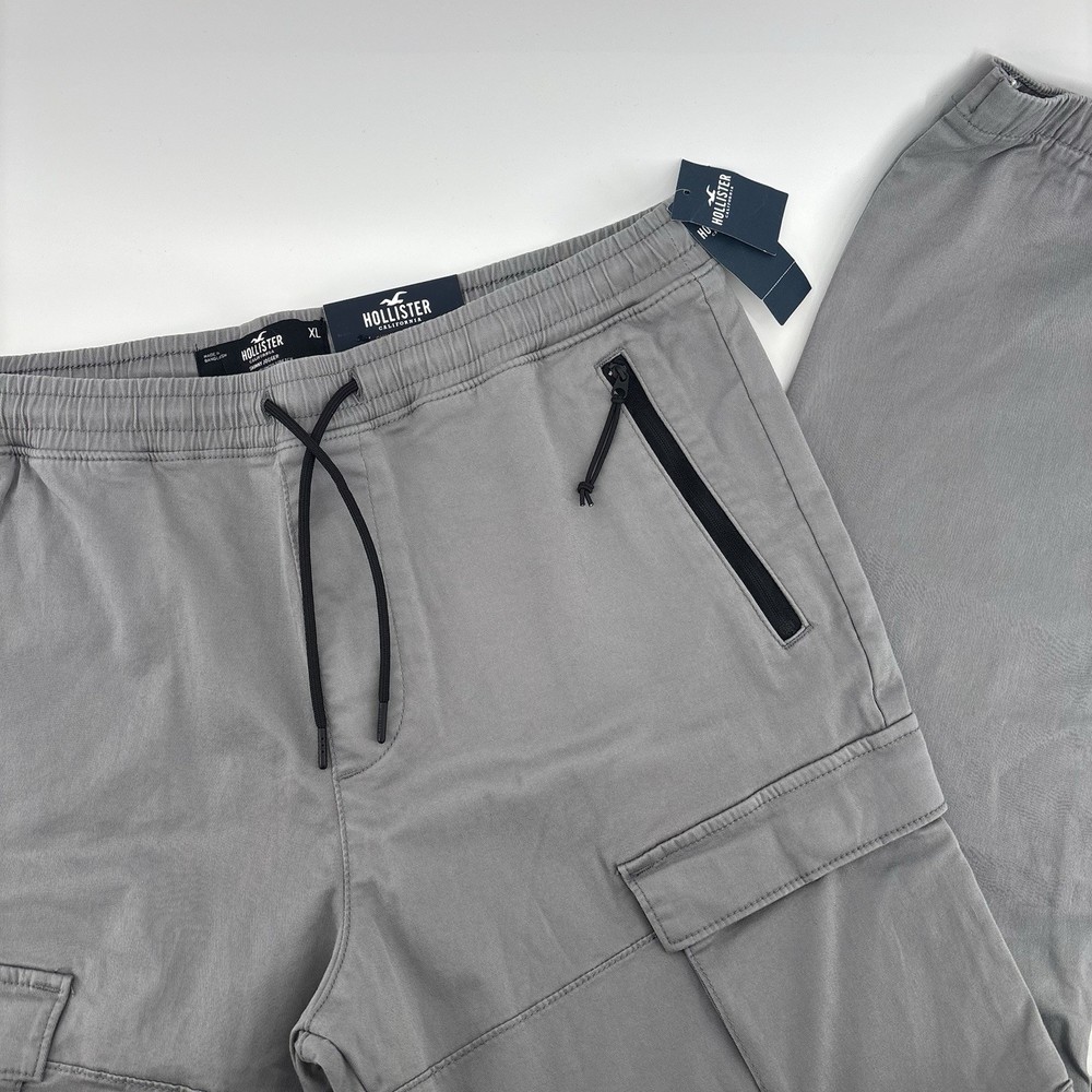 Hollister Men's Gray Stretch Twill Skinny Joggers XL Cargo pocket New with tags