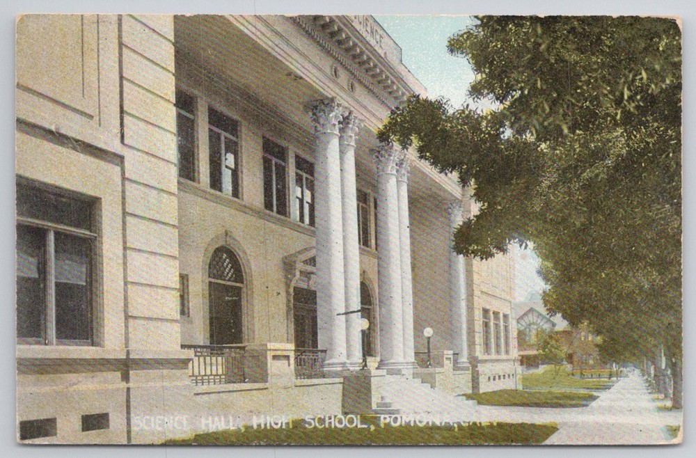 Pomona CA Science Hall High School O. Newman Co. Postcard Early 1900s